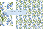 Watercolor blue flowers pattern set, a Pattern Graphic by Art and Funny (Thumbnail 10 of 11)