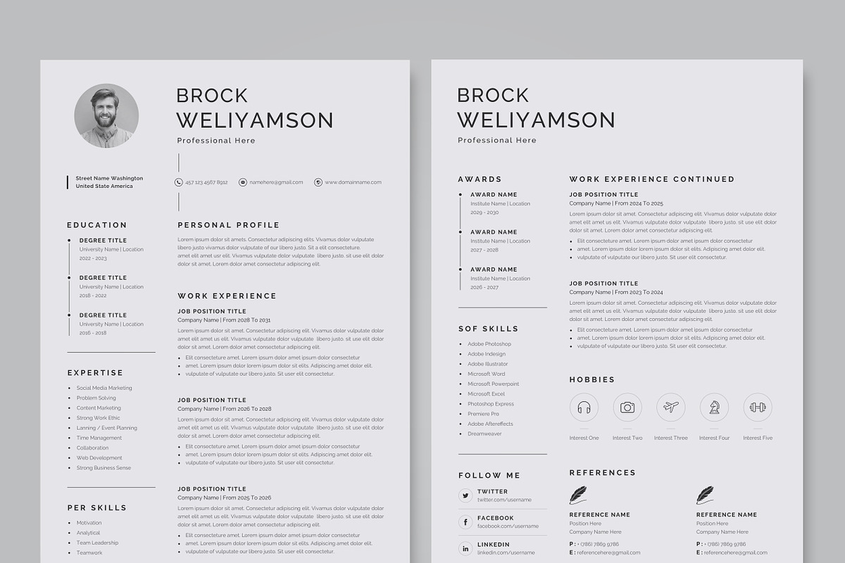 Clean Resume/CV Template, a Resume Template by Proper_media