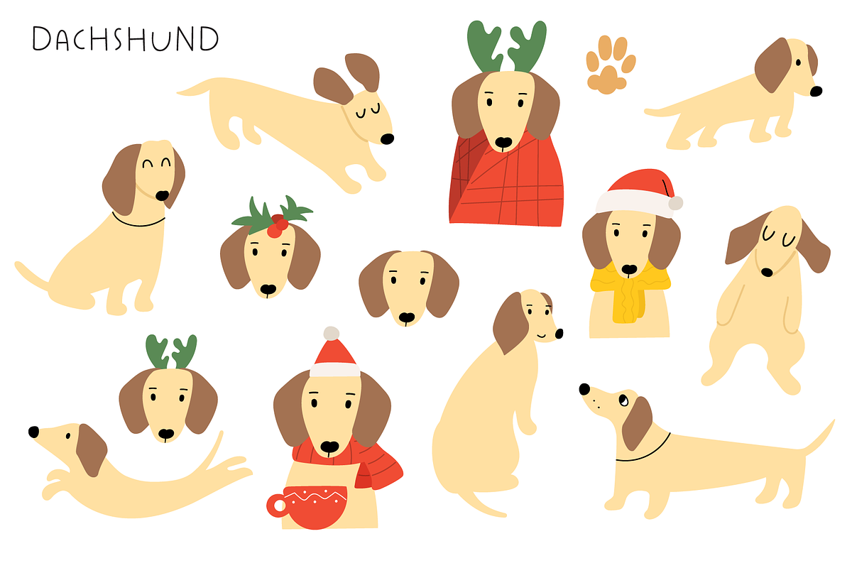 Christmas woof. Cute dogs collection, an Animal Illustration by cutelevindesign (Photo 4 of 16)