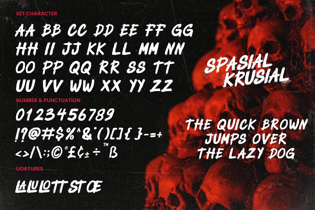 Spasial Krusial Horror Brush, a Sans Serif Font by Haps Space (Photo 4 of 10)