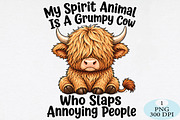 Funny Grumpy Highland Cow PNG, a Seasonal Illustration by Daily.Designs (Thumbnail 1 of 5)