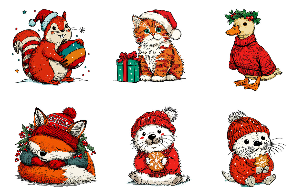 Christmas Animals Sublimation, an Illustration by CreationArt (Photo 4 of 5)