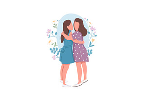 Lesbian Couple Flat Illustration