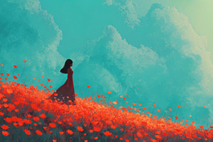 Walking through a field of flowers, a Photo by Beautiful things