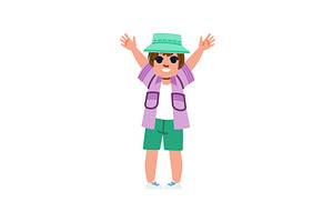Happy tourist child wearing, a Person Illustration by pikepicture