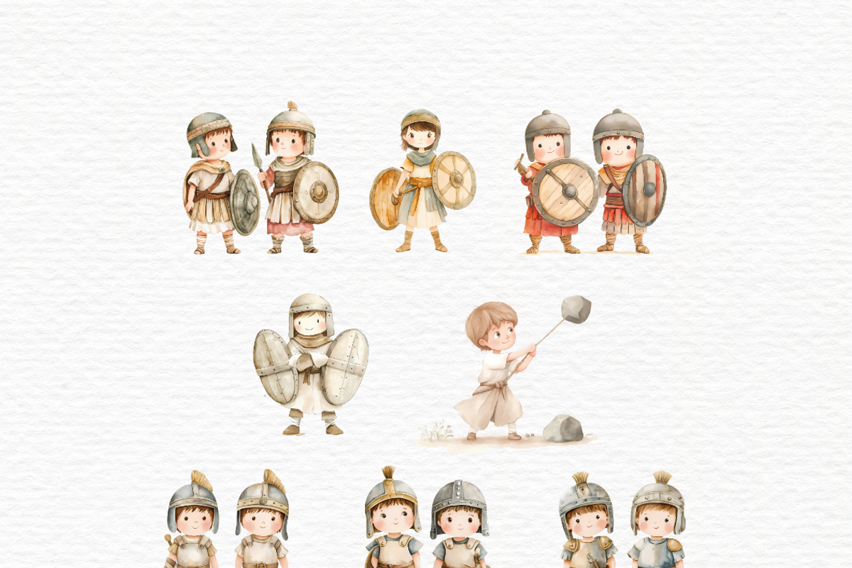 David and Goliath watercolor clipart, an Education Illustration by Invite to Clipart (Photo 5 of 6)