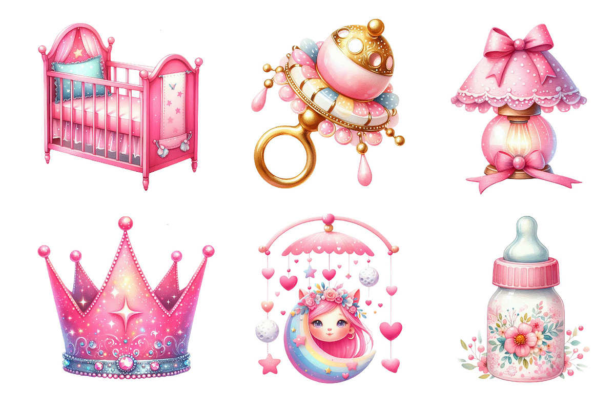 Pink Baby Girl Nursery Clipart, an Icon by Dream Creation (Photo 4 of 6)