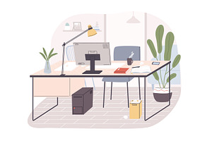 Modern comfortable workplace, a Work Illustration by Good Studio