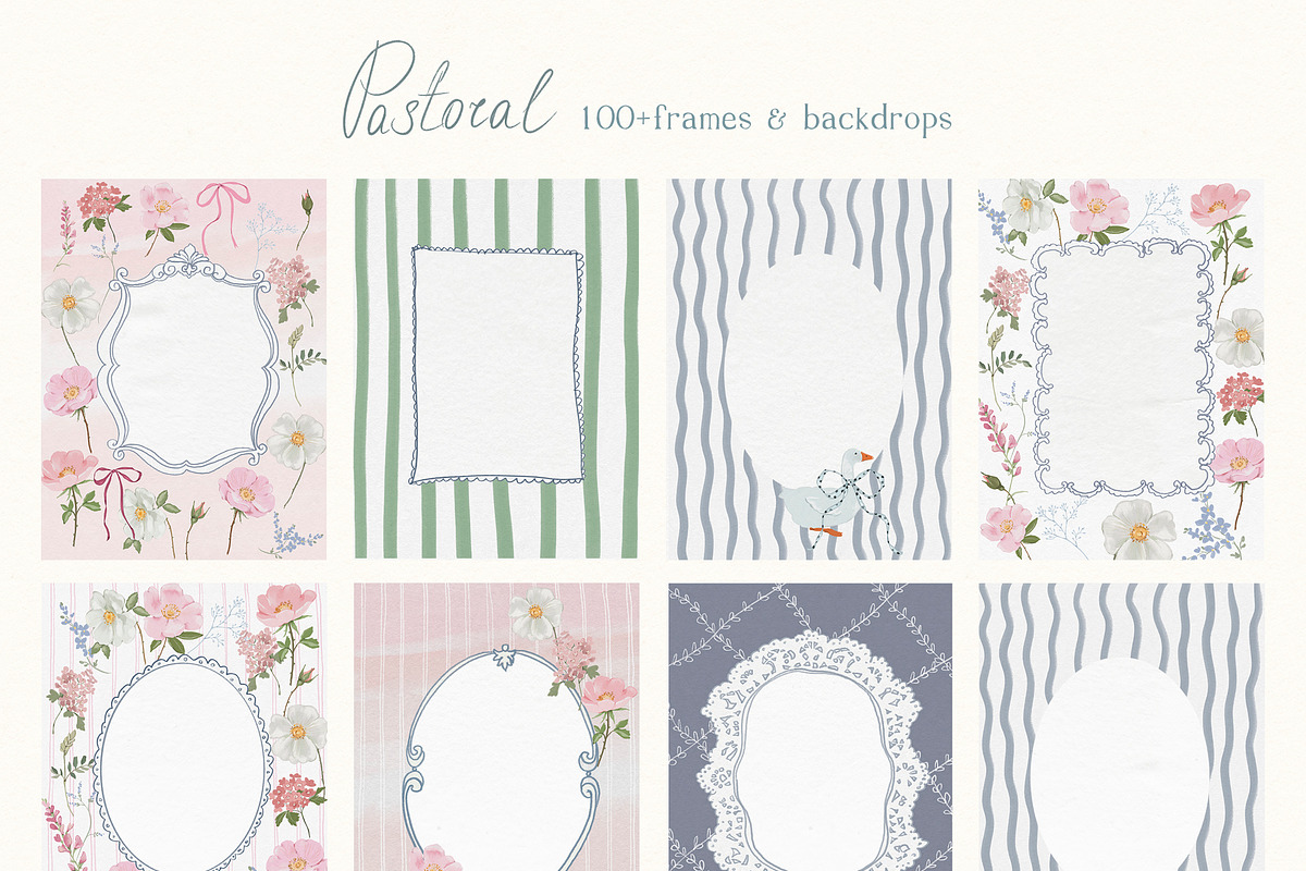 Cottagecore PNG Frames Illustrations, a Decorative Illustration by whiteheartdesign (Photo 6 of 19)