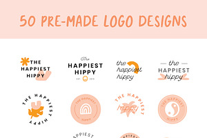 Retro Modern Hippy Logo Kit