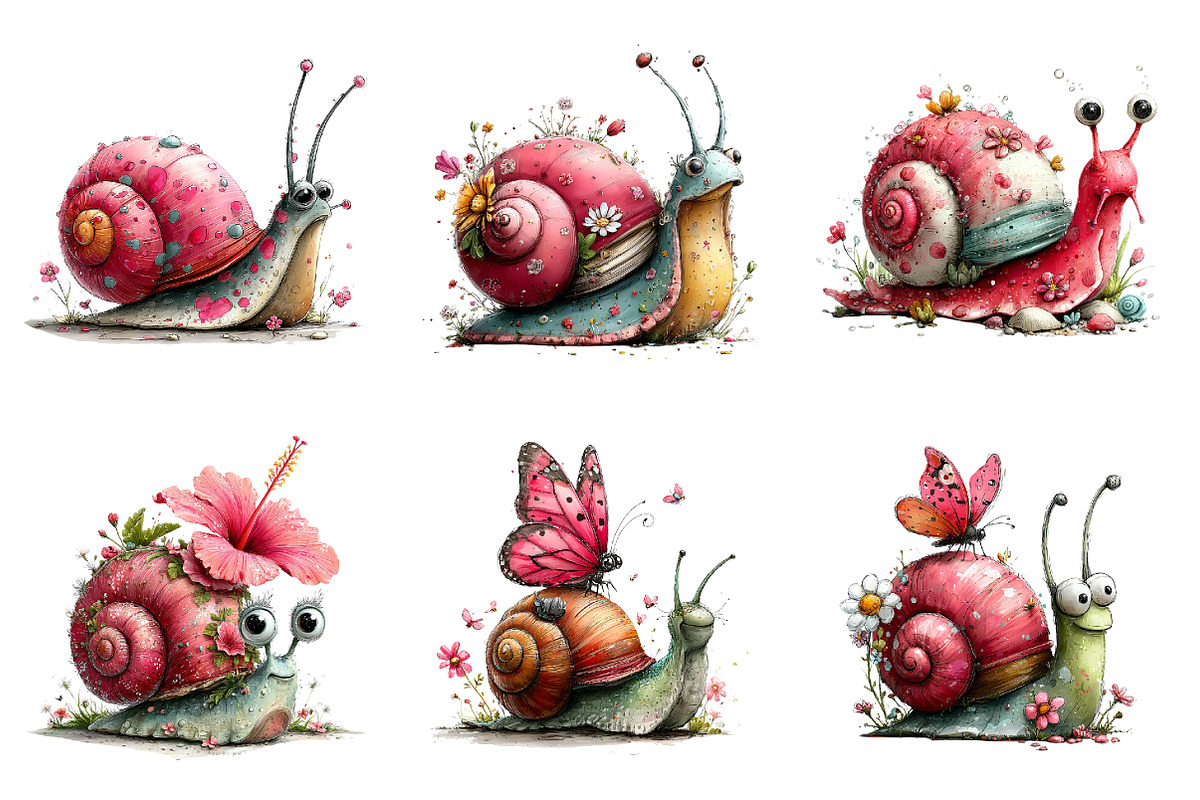 Whimsical Summer Snail Clipart, an Illustration by Dream Creation (Photo 5 of 8)
