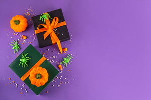 High colored bright Halloween greeting card background, Hallowee