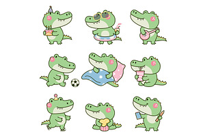 Kawaii crocodile. Cute crocodiles, an Animal Illustration by Valerie Bodnar