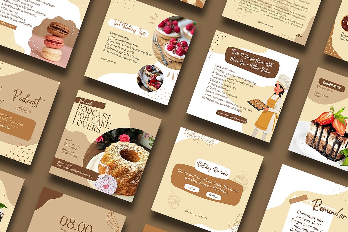Cake Content Social Media | CANVA, a Social Media Template by Azruca