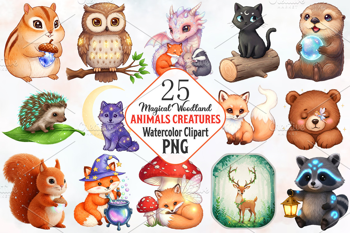 Magical Woodland Animals Creatures, an Illustration by RobertsArt (Photo 1 of 7)