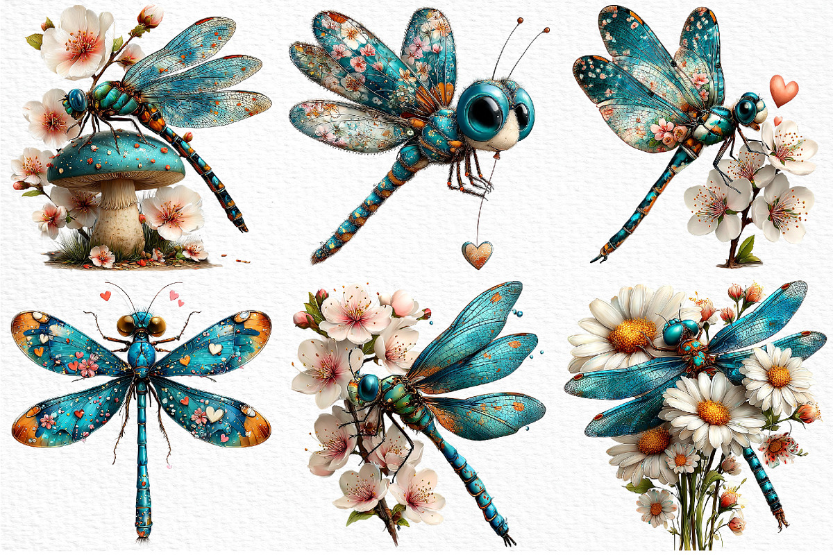 Whimsical Spring Dragonfly Clipart, an Illustration by Craft Nest (Photo 8 of 10)