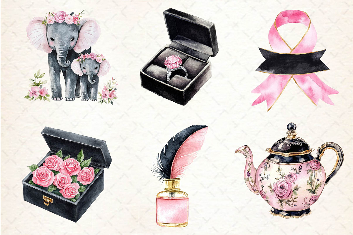 Black and Pink Mother's Day Clipart, an Illustration by Dream Creation (Photo 5 of 6)