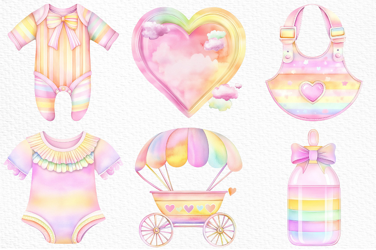 Pastel Baby Clipart Watercolor, an Illustration by Craft Nest (Photo 3 of 9)
