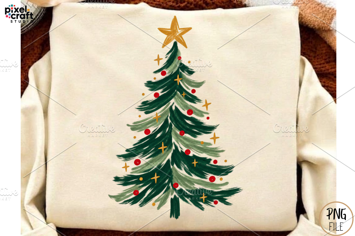 Hand Drawn Christmas Tree PNG Bundle, a Branding & Logo Template by Ink Gallery (Photo 3 of 8)