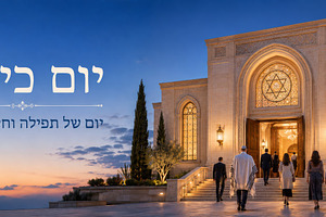 Yom Kippur observance with people en, a Photo by Dvoevnore photos
