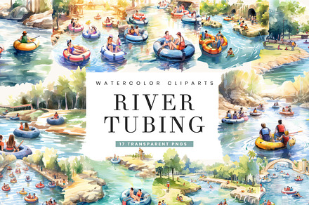 Watercolor People Go River Tubing, a Person Illustration by BusyDaydesign
