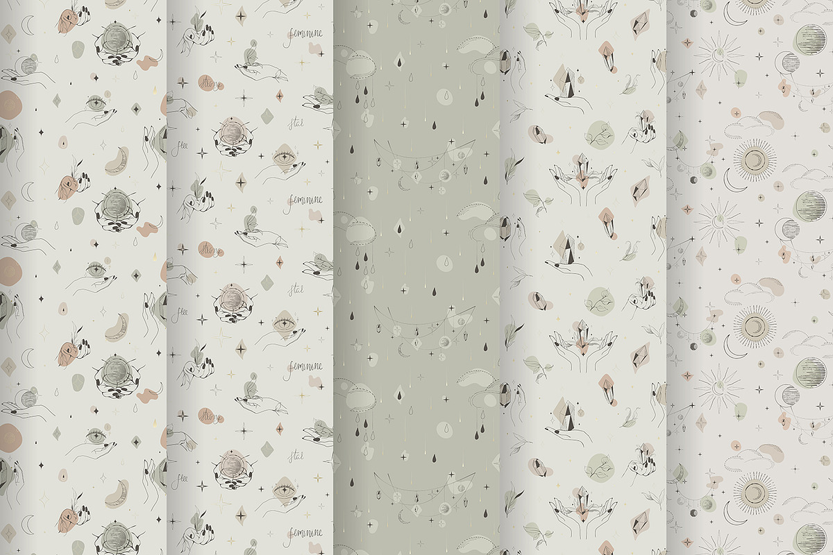 Celestial feminine Vector patterns, a Pattern Graphic by HmarkaShop (Photo 3 of 4)
