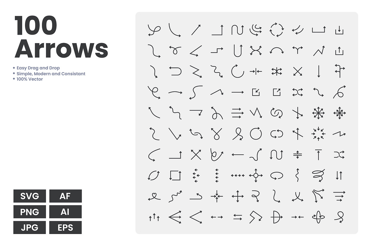100 Arrow Outline Icons, an Outline Icon by erifqizeicon (Photo 3 of 3)