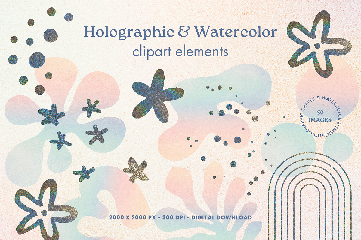 Glitter Elements & Watercolor Shapes, a Texture Illustration by Minky Moo Creations (Photo 1 of 15)