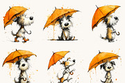 Dogs with Umbrellas Clipart Bundle, an Animal Illustration by Design Scotch (Thumbnail 4 of 10)