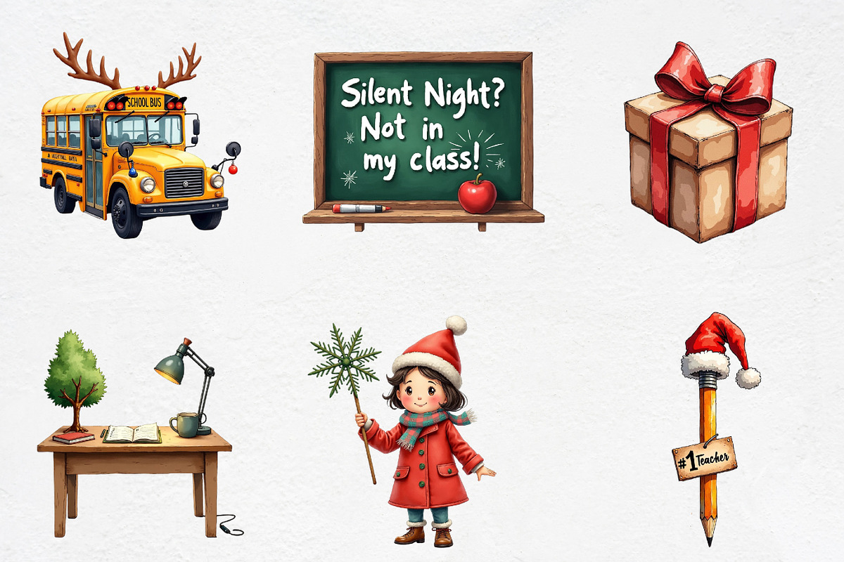 Christmas Teacher Clipart School Png, an Illustration by CrexoraLab (Photo 2 of 5)