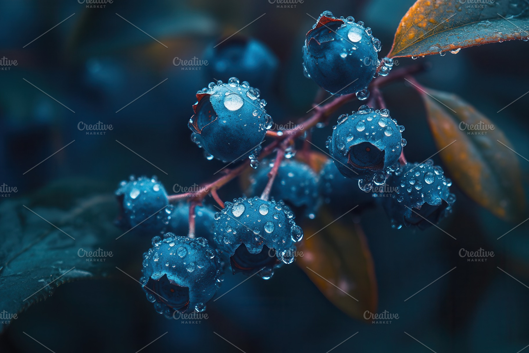 Bunches of ripe blueberries, a Photo by Pavel_design