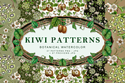 KIWI PATTERNS, botanical watercolor, a Decorative Illustration by EL_SUHOVA (Thumbnail 1 of 13)