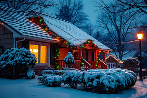 Cozy Winter House Stock Photo, a Holiday Photo by Aura Canyon HQ