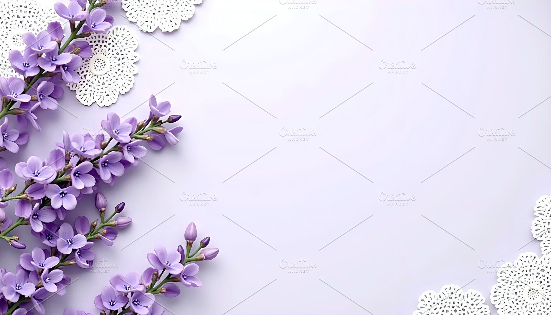 Soft Lavender and Lace Floral Patter, a Photo by LOGOCREATIVE