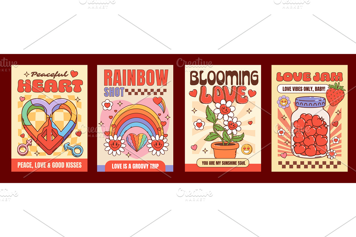 Groovy hippie love characters, a Seasonal Illustration by Buch&Bee