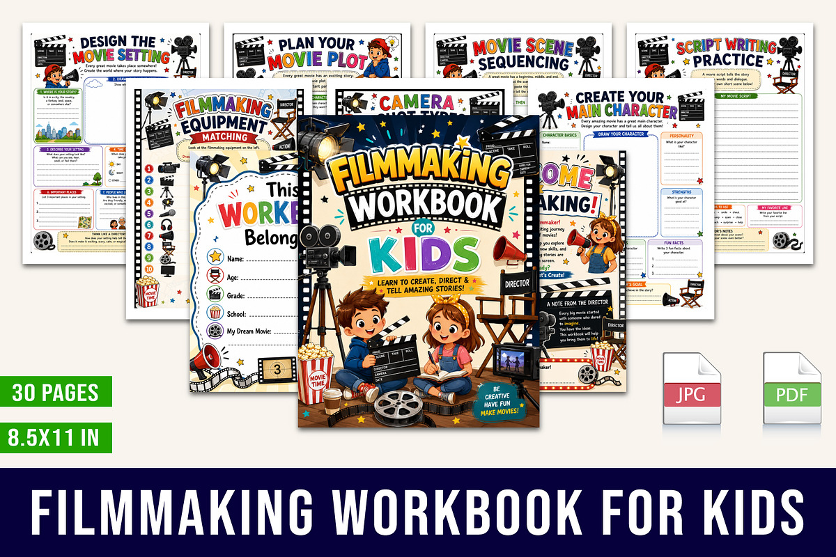 Filmmaking Workbook for Kids, a Stationery Template by Designmela01 (Photo 1 of 5)