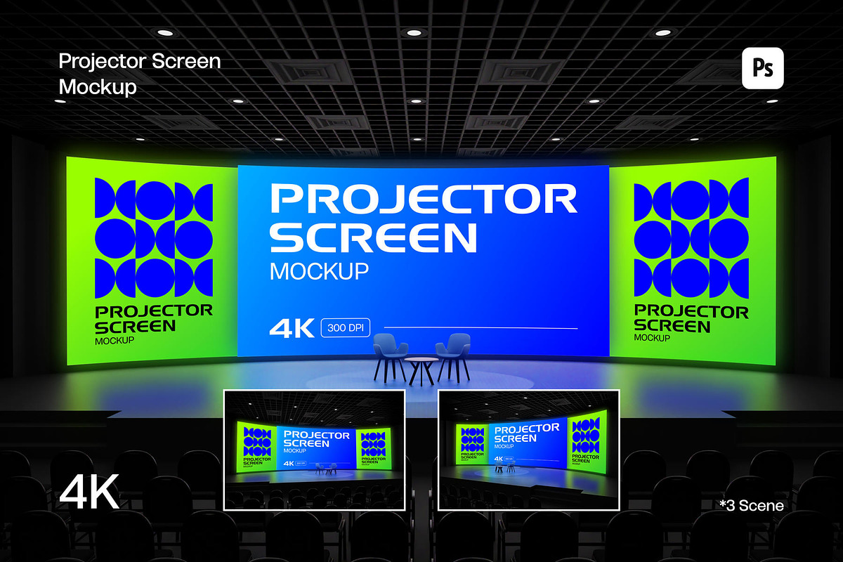 Projector Screen Mockup, an Advertising Mockup by sweetmaroon.studio