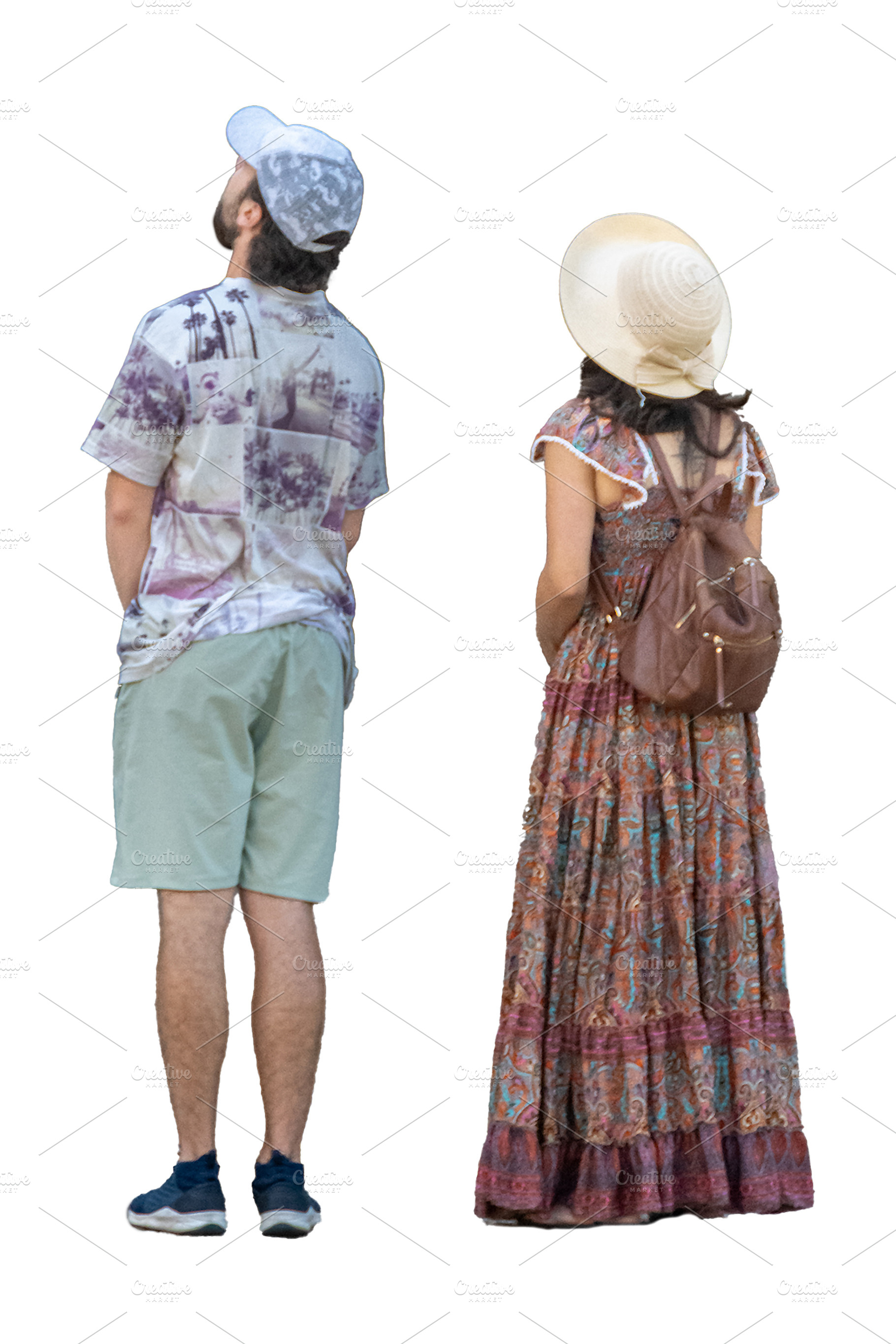 Isolated image of young couple looking up, a Person Photo by DanFLCreativo