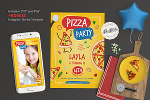 Pizza Birthday Party Invitation