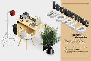 Isometric Vintage Office Mockup