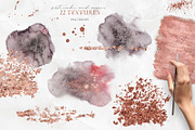 Pink watercolor leaves set. Alphabet, a Decorative Illustration by MiraEl Art (Thumbnail 7 of 15)
