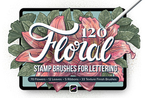 120 Floral Procreate Stamp Brushes