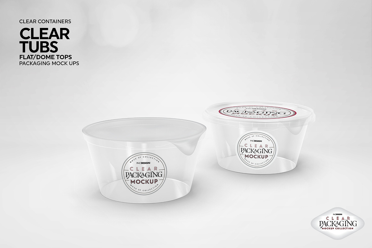 Clear Tubs Flat or Dome Lid Mockup, a Packaging Mockup by INCDesign (Photo 7 of 10)