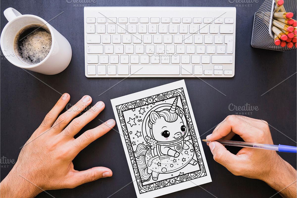 52 Cute Astronaut Coloring Pages, a Technology Illustration by Blue Digital Studio (Photo 2 of 4)