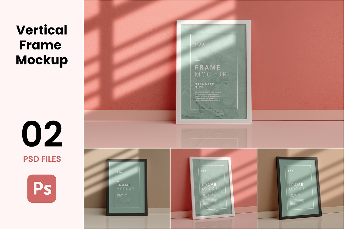 Vertical Frame Mockup - 02 PSD files, a Print Template by TandemStock (Photo 1 of 4)