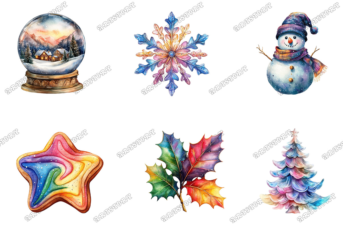 Iridescent Christmas Sublimation Cli, an Illustration by designcity5 (Photo 2 of 5)