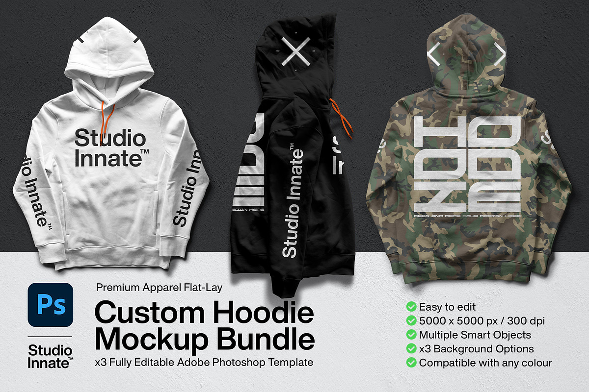 Custom Hoodie Mockup Bundle, a Hoody Mockup by Studio Innate (Photo 1 of 7)