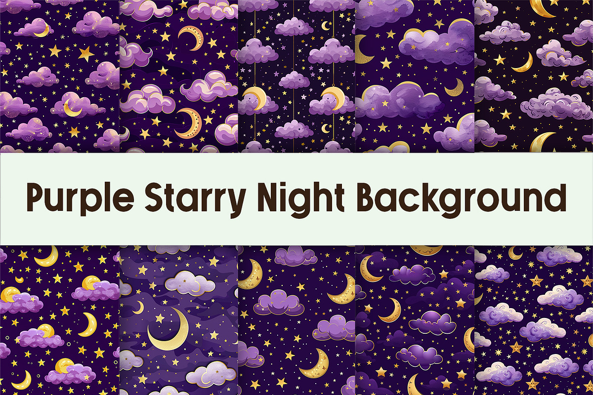 Purple Starry Night Background, a Background Graphic by AdriOP