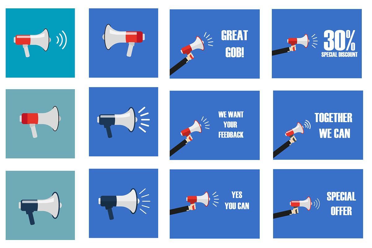 Megaphone set, a Background Graphic by Janoj's Store (Photo 2 of 2)
