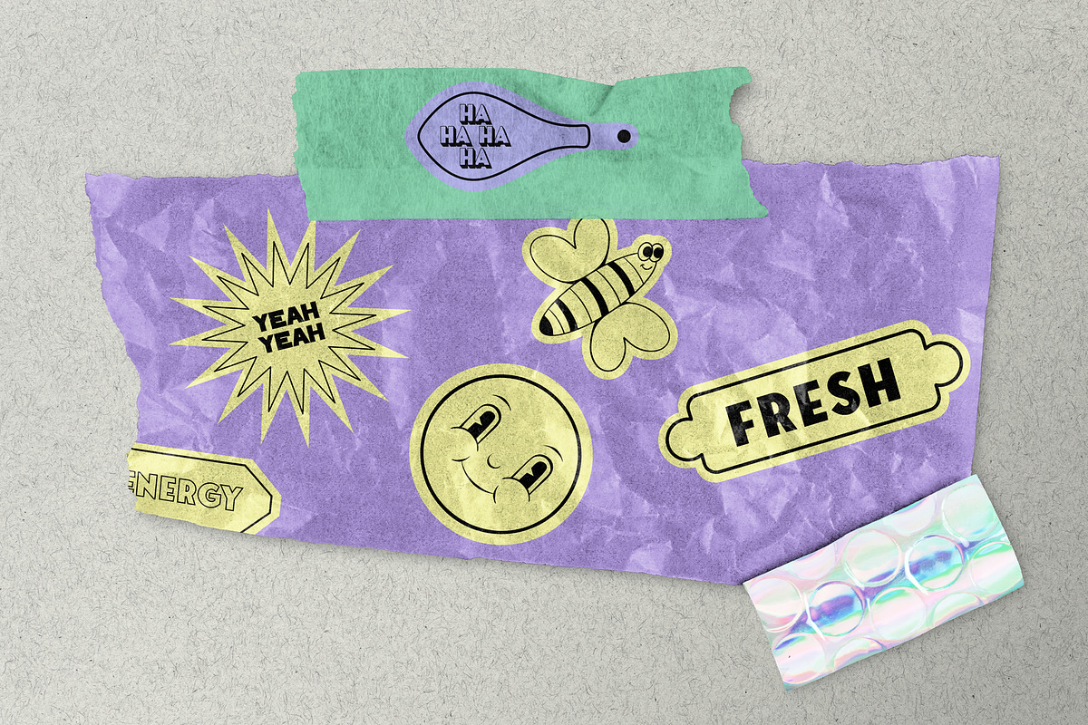 Neon - Retro Sticker Pack, an Object Graphic by Alina Sh (Photo 9 of 12)